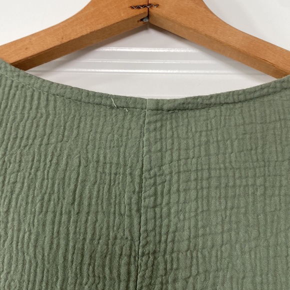 Cristina Vergani Italian Made Green Textured Cotton Tiered A-line Dress - Picture 8 of 8